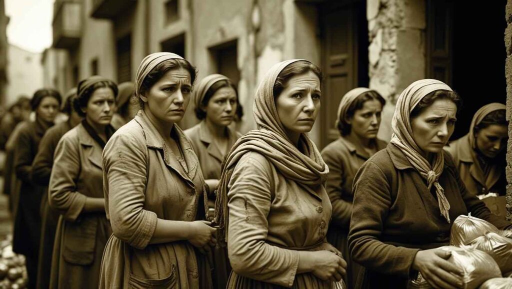 L'Amore nell'Italia Fascista. le condizioni delle donne in coda per ottenere da mangiare